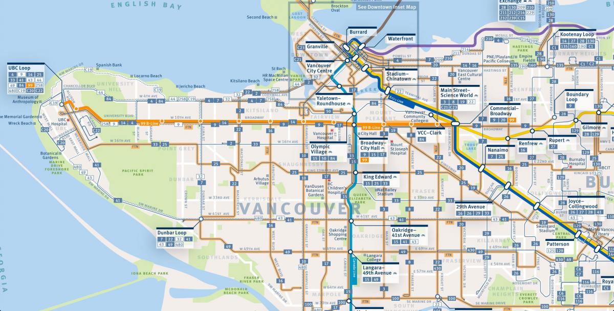 Vancouver otobüs güzergahları harita 