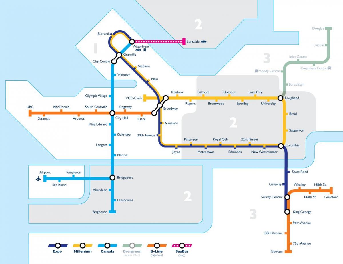 Vancouver transit bölge haritası 