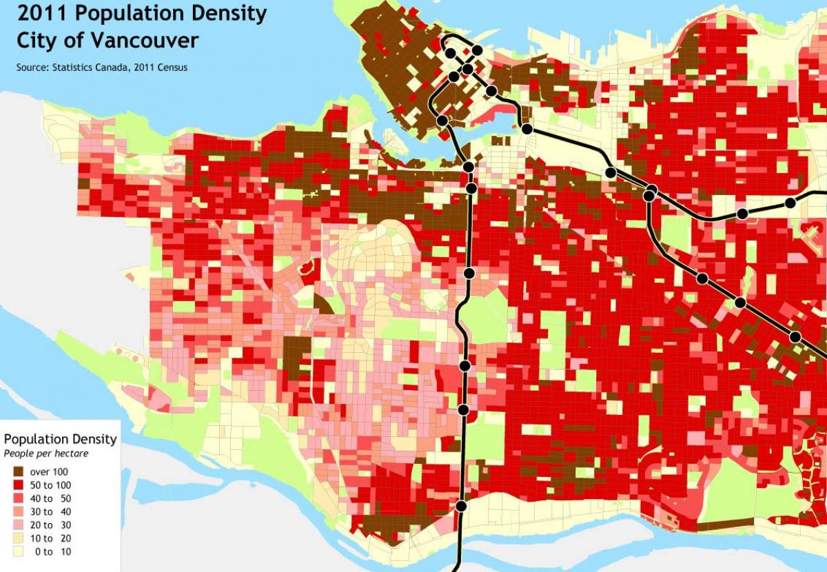 vancouver nüfus yoğunluğu haritası