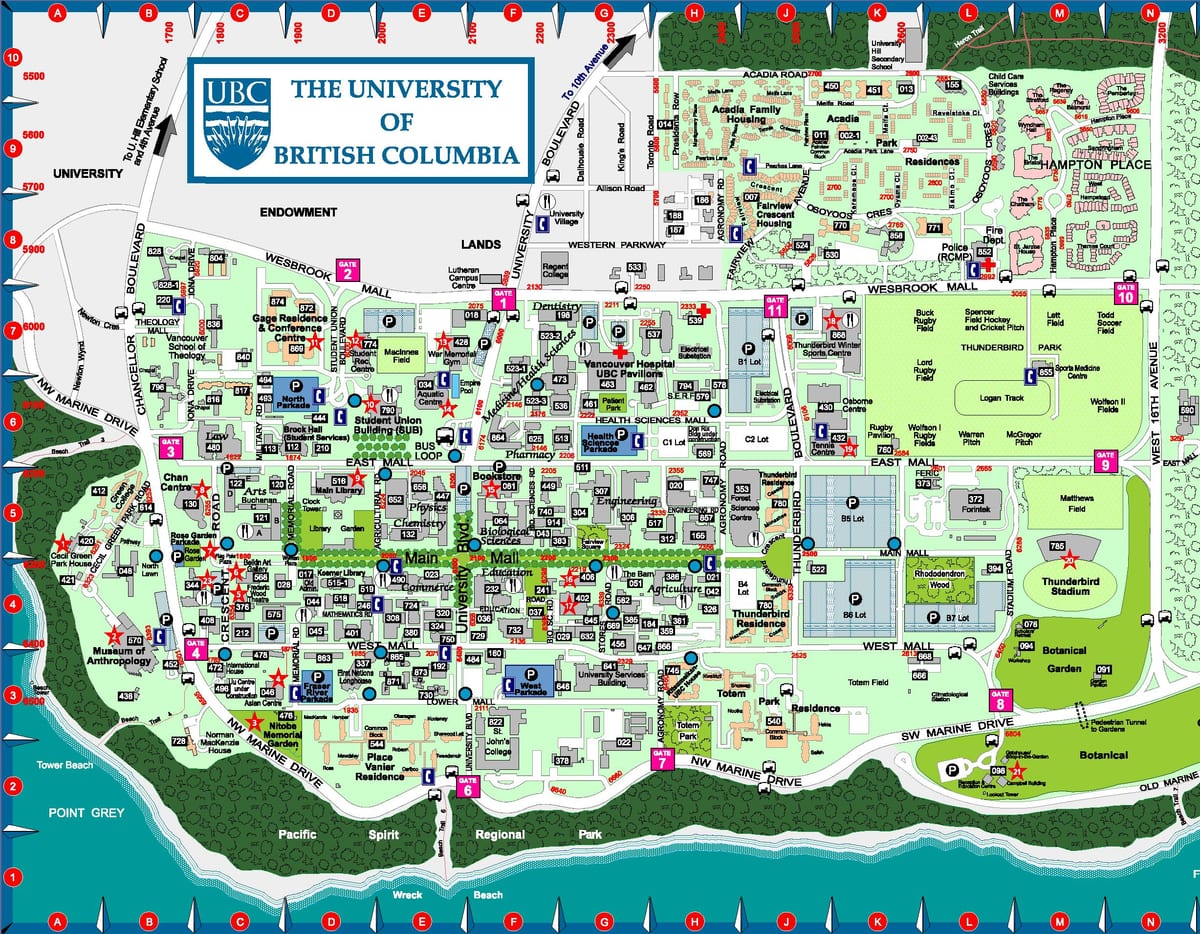 British columbia Üniversitesi haritası