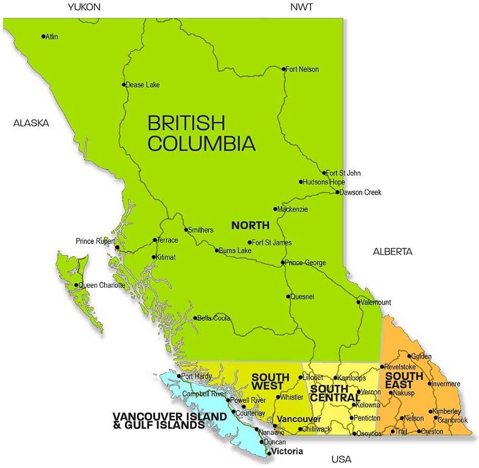 British columbia Harita Bölgeleri