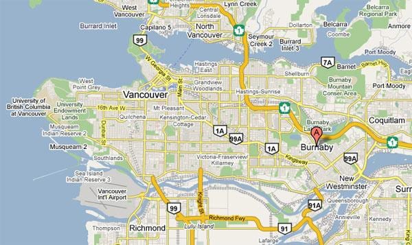 Burnaby, vancouver haritası 