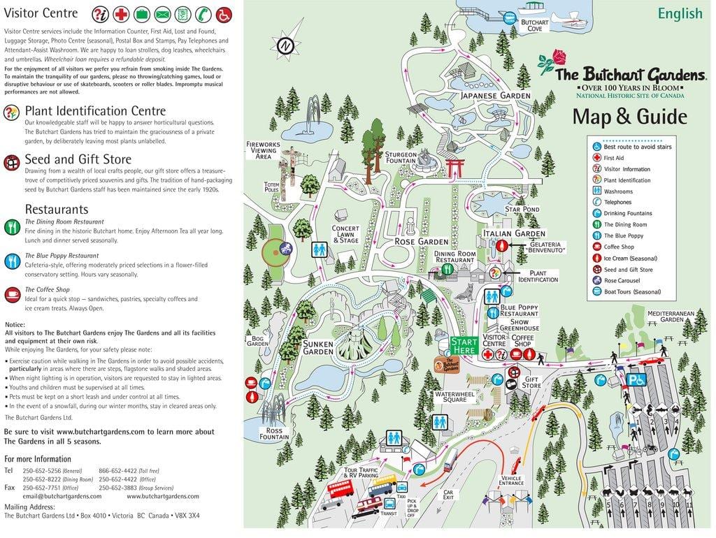 butchart Bahçeleri, vancouver Adası haritası