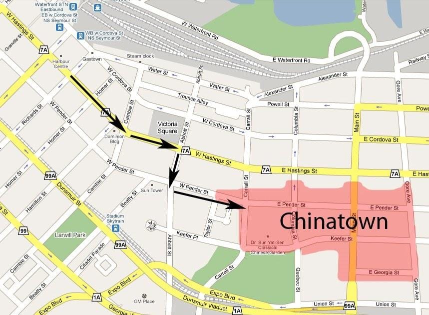 Chinatown vancouver haritası