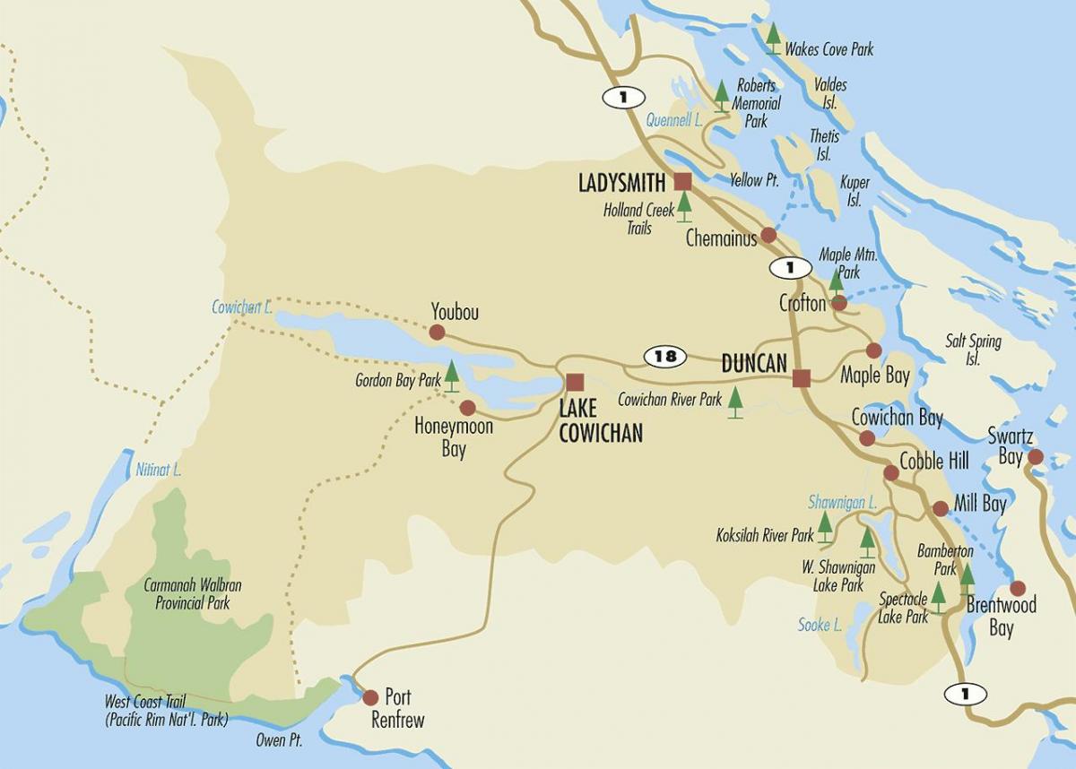 Duncan haritası vancouver ısland 