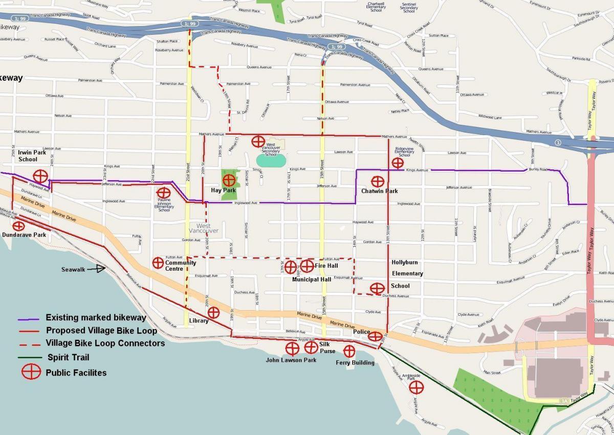 Kuzey vancouver bisiklet haritası