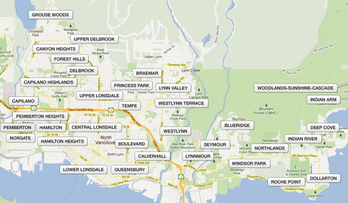 Kuzey vancouver mahalleleri haritası 