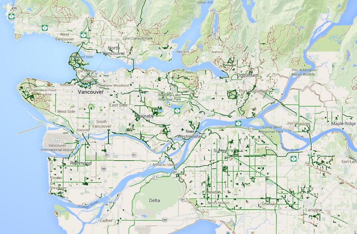 Metro vancouver bisiklet haritası 