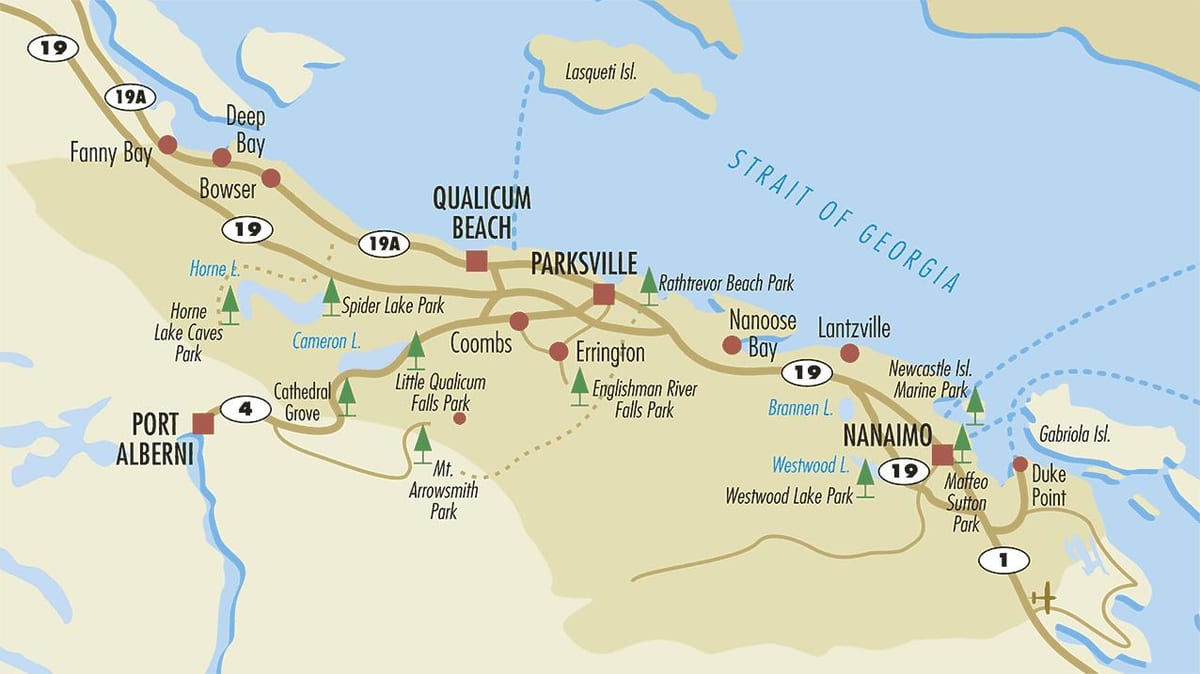 parksville haritası vancouver ısland