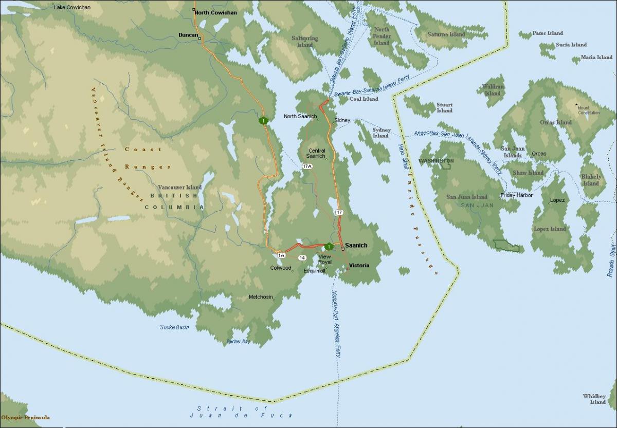Saanich haritası vancouver ısland