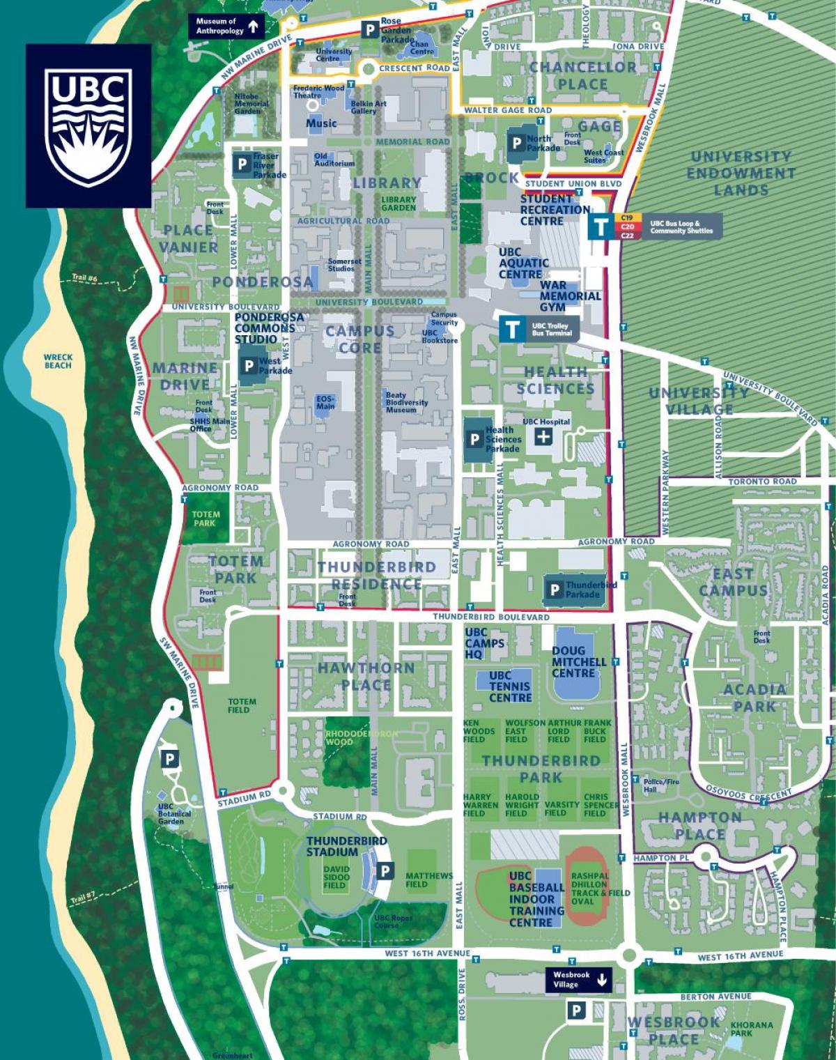 ubc'ye vancouver kampüs haritası