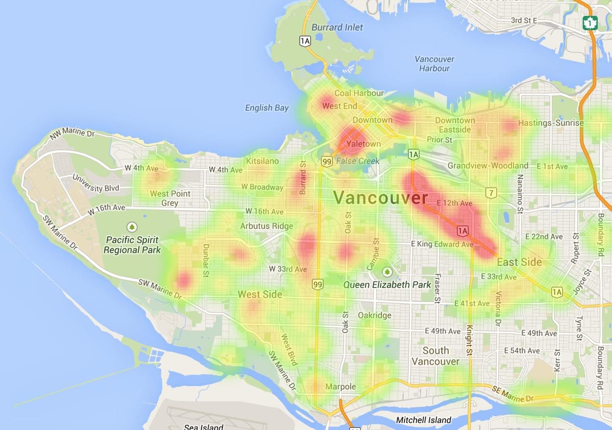 Vancouver ısı haritası