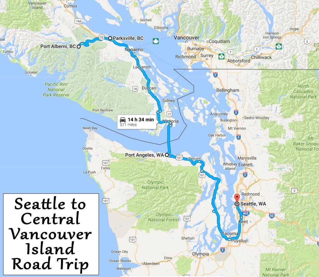 vancouver ısland harita sürüş mesafeler