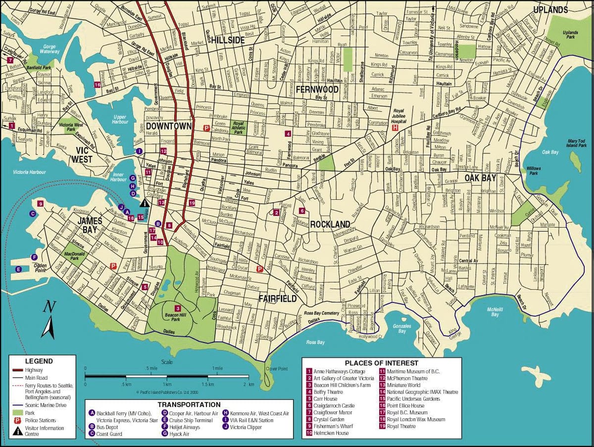 Vancouver haritası Adası turistik