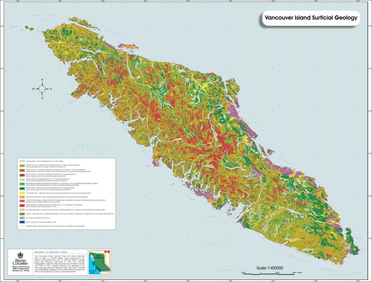 Vancouver Adası Jeoloji haritası 