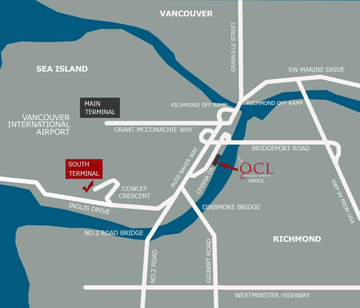 Vancouver Havalimanı harita konumu