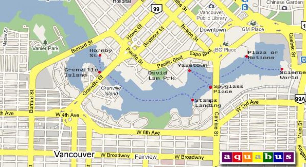 Aquabus vancouver haritası 