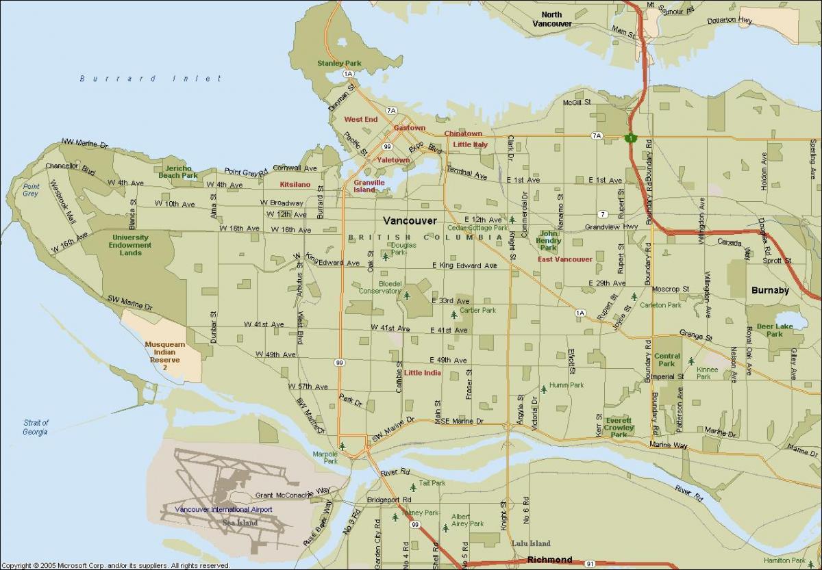 Street vancouver bc Kanada haritası 