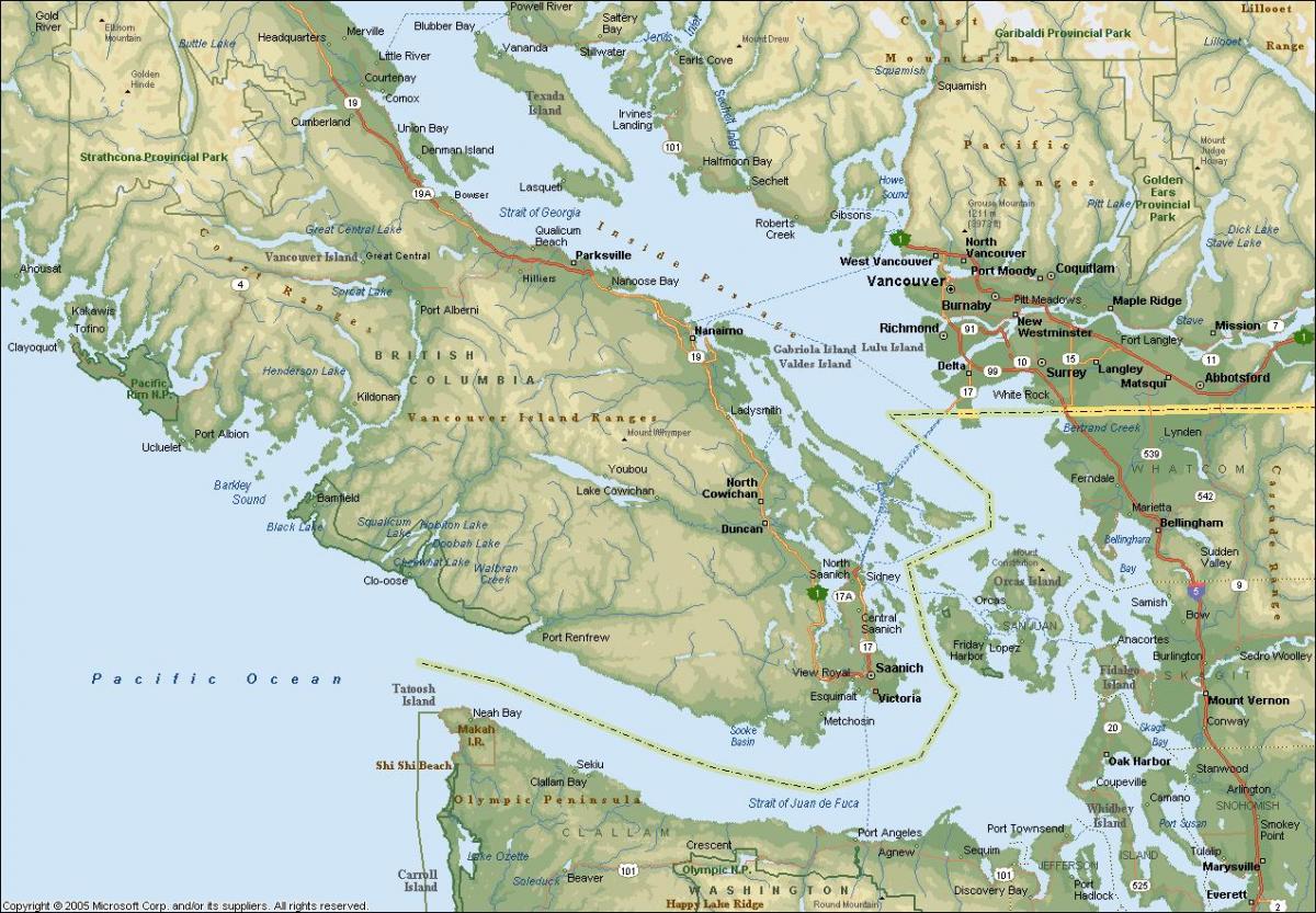 Vancouver bölgenin haritasını M. ö.