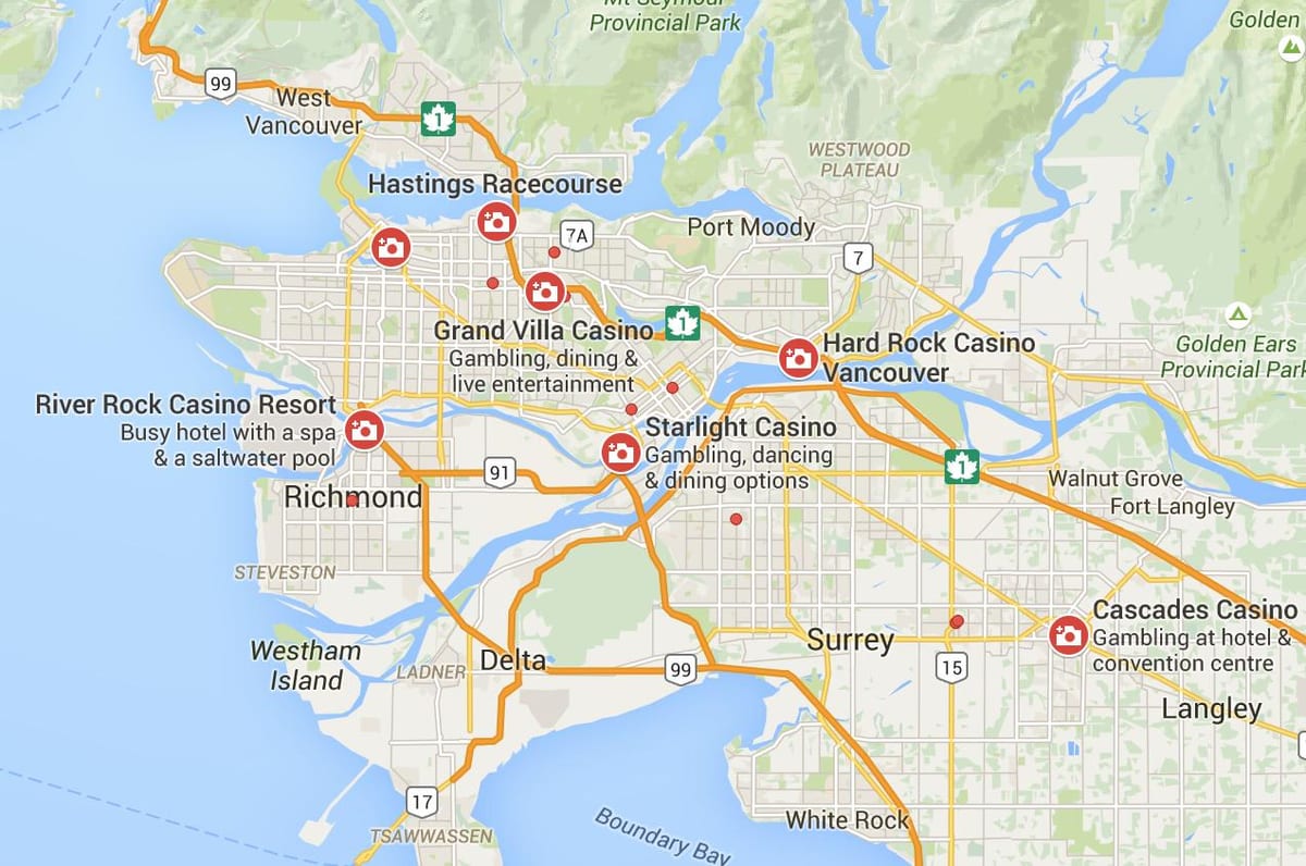 Vancouver haritası casinolar