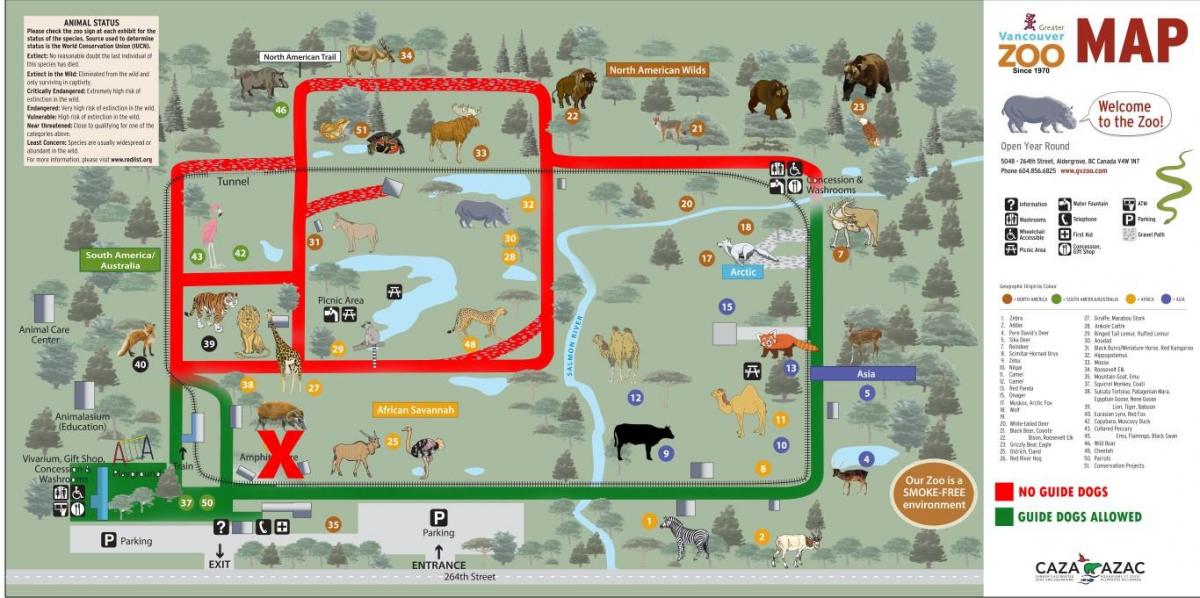 Vancouver Hayvanat Bahçesi haritası 