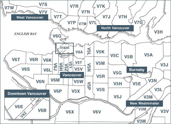 Vancouver haritası posta kodu