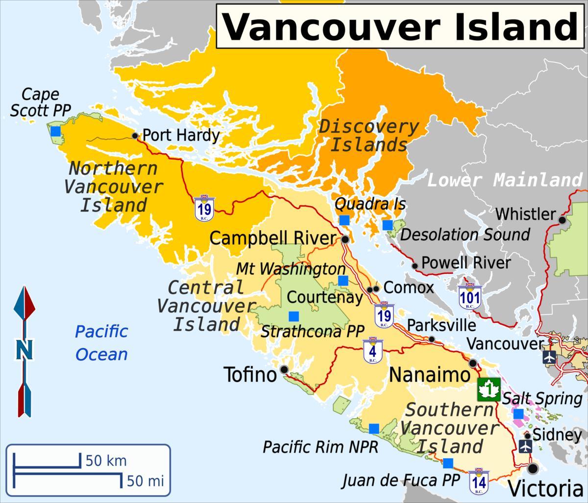 Vancouver Seyahat haritası 