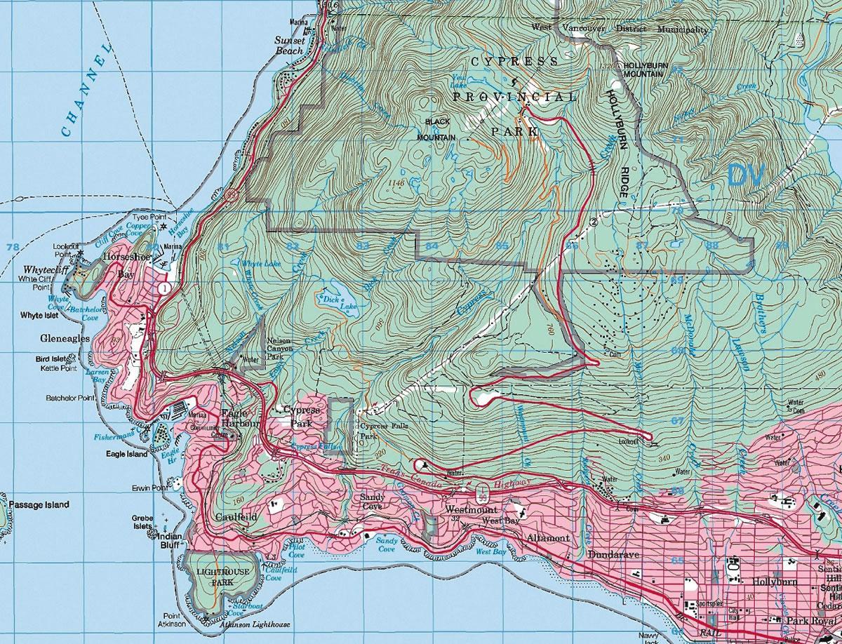 Vancouver haritası topografik