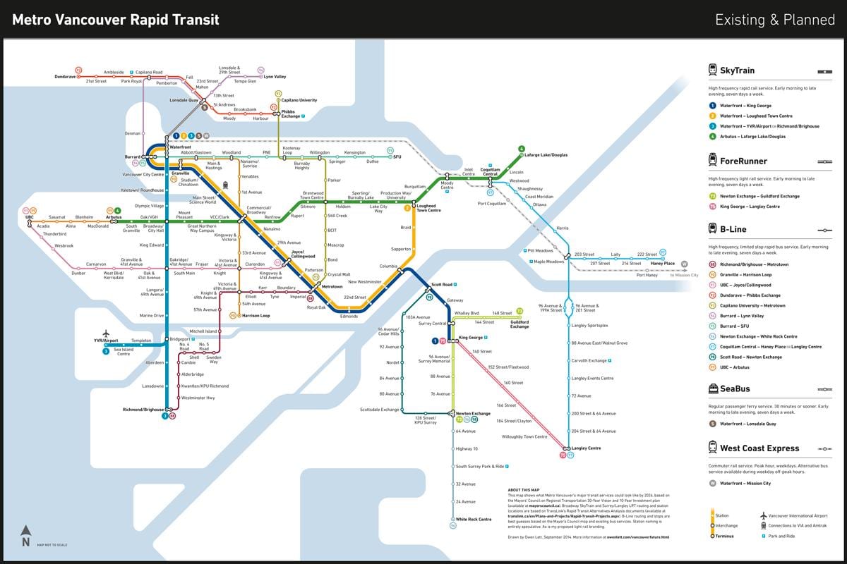 translink Kanada hattı haritası