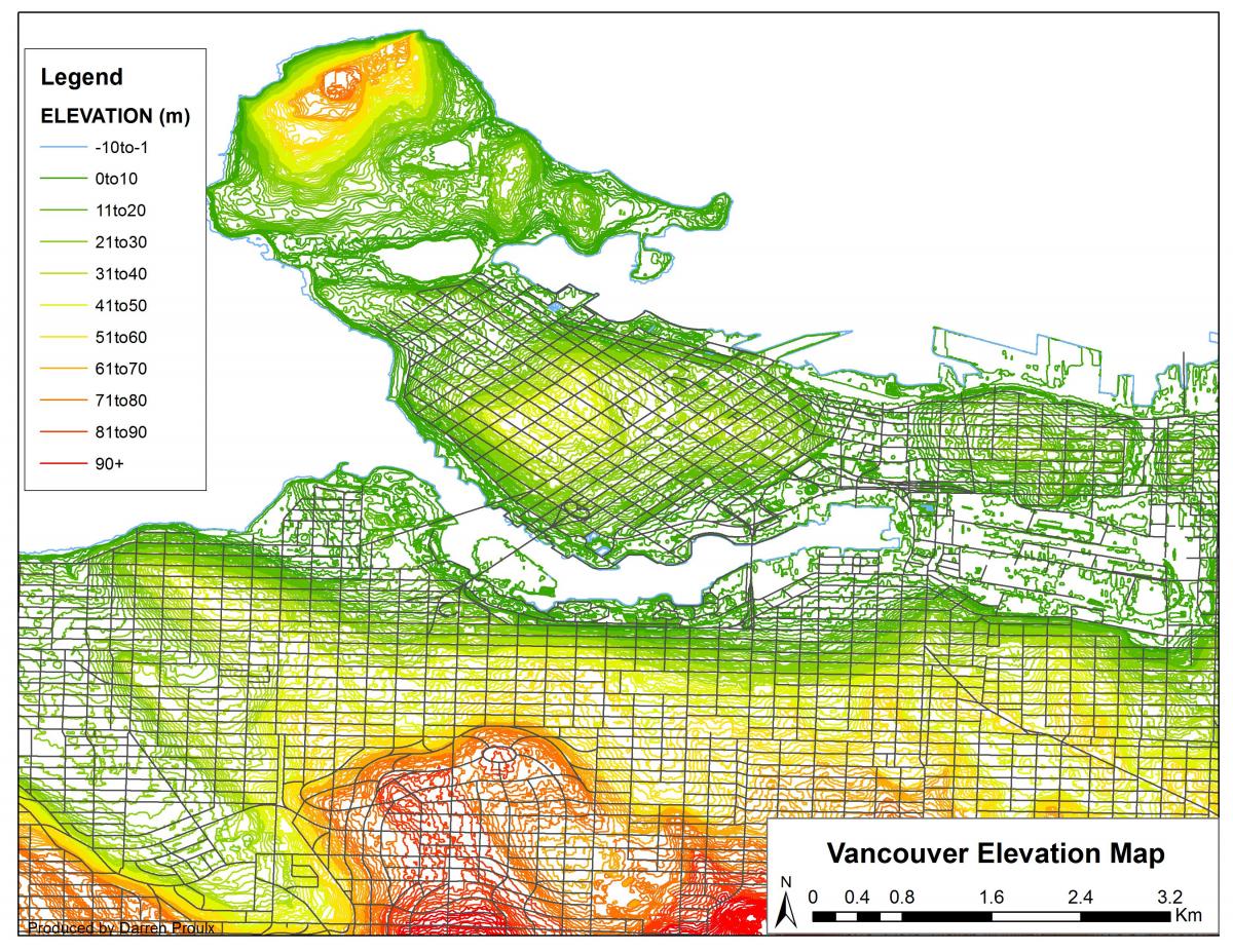 Vancouver yükseklik haritası 