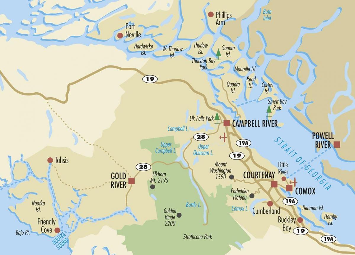 campbell river haritası vancouver ısland