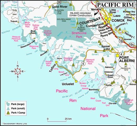 West coast Kanada haritası