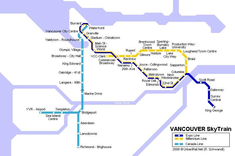 Yvr metronun haritası