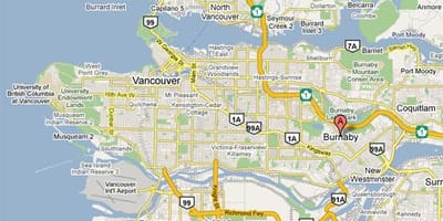 Burnaby, vancouver haritası 