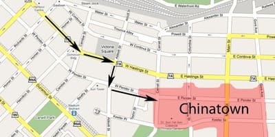 Chinatown vancouver haritası 