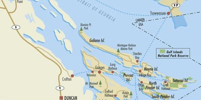 Körfez Adaları bc Kanada haritası 