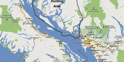 Vancouver Adası haritası avcılık