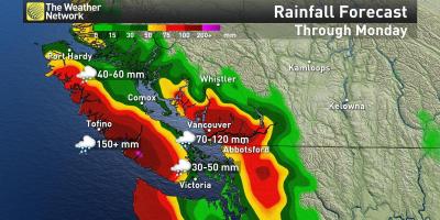 Vancouver ısland harita yağış